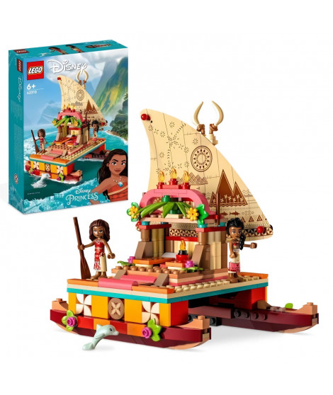 LEGO Disney Princesse 43210 Le Bateau d'Exploration de Vaiana, Jouet avec Dauphin, Mini-Poupée