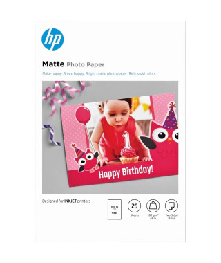 Papier photo mat HP, 180 g/m2, 10 x 15 cm, 25 feuilles (7HF70A)