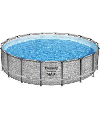 Kit Piscine hors sol tubulaire BESTWAY Steel Pro Max - 549 x 122 cm - Ronde (Avec pompe de filtration, une échelle et une bâ…