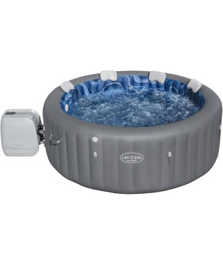 Spa gonflable BESTWAY - Lay-Z-Spa Santorini - 5 a 7 places -Rond (Livré avec 5 appuie-tete rembourrés + 2 LED a eau ColorJet)