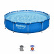 Kit Piscine hors sol tubulaire BESTWAY - Steel Pro - 366 x 76 cm - Ronde (Livrée avec un filtre a cartouche)