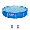 Kit Piscine hors sol tubulaire BESTWAY - Steel Pro - 366 x 76 cm - Ronde (Livrée avec un filtre a cartouche)