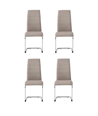 JANE Lot de 4 chaises - Pied chromé - Tissu taupe - L 42 x P 56 x H 99 cm