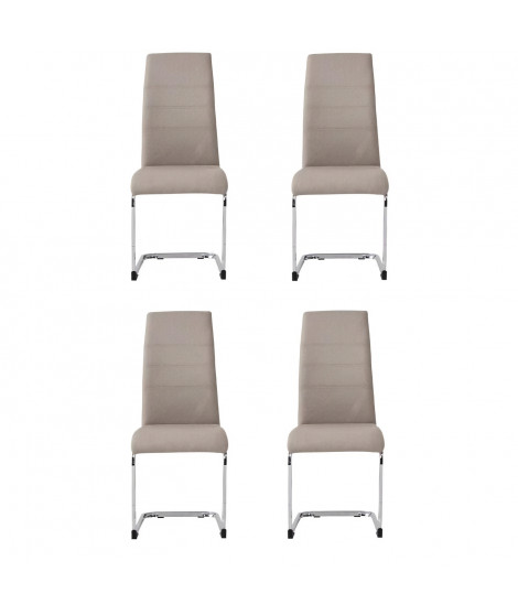 JANE Lot de 4 chaises - Pied chromé - Tissu taupe - L 42 x P 56 x H 99 cm