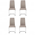 JANE Lot de 4 chaises - Pied chromé - Tissu taupe - L 42 x P 56 x H 99 cm