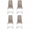 JANE Lot de 4 chaises - Pied chromé - Tissu taupe - L 42 x P 56 x H 99 cm