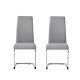 JANE Lot de 2 chaises - Pied chromé - Tissu gris - L 42 x P 56 x H 99 cm