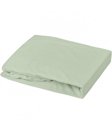 DOMIVA Drap housse + Alese Uni - 100% Coton - oeko-Tex - Blanc/Vert de gris - 70 x 140 cm