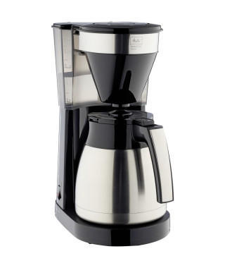 Cafétiere filtre MELITTA Easy Top Therm II Steel - Noir - Capacité 10 tasses (1,25 L) - Porte-filtre compatible lave-vaisselle