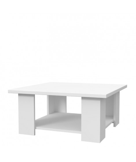 Table basse PILVI - Style contemporain - Particules mélaminé - Décor Blanc mat - L 67 x P 67 x H 31 cm