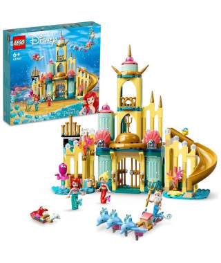 LEGO 43207 Disney Le Palais Sous-Marin D'Ariel, Ensemble a Construire Château de Princesse, Avec Mini Poupée La Petite Sirene