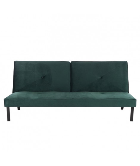 LYNN Banquette clic clac 3 places - Tissu vert - L 190 x P 92 x H 87 cm