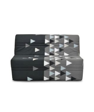 Banquette-lit BZ - Joe - Tissu Gris et noir - 2 places - L143 x P97 x H89cm - Matelas 9cm