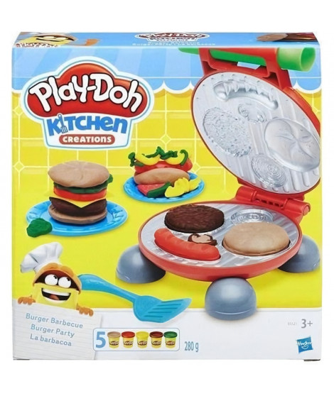 Set pâtes a modeler - PLAYDOH - Burger Party - Accessoires pour créer des hamburgers et hot-dogs - Des 3 ans