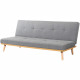 AMALIA Banquette clic clac 3 places capitonné - Tissu gris - L 180 x P 67 x H 80 cm