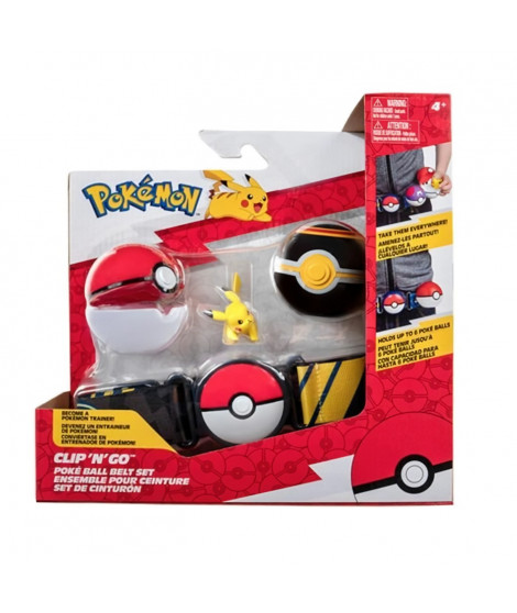 Ceinture Clip 'N' Go BANDAI - Pokémon - 1 ceinture, 1 Poké Ball, 1 Luxury Ball et 1 figurine 5 cm Pikachu