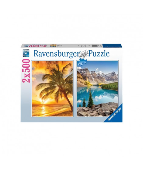 Puzzle 2x500 pieces - Plage et montagnes - Ravensburger - Pour adultes et adolescents des 10 ans