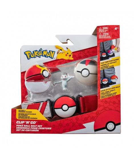Ceinture Clip 'N' Go BANDAI - Pokémon - 1 ceinture, 1 Repeat Ball, 1 Timer Ball et 1 figurine 5 cm Machoc