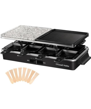 Appareil Raclette Russell Hobbs - 26280-56 - Multifonction 3 en 1 - 8 Personnes - 1400W - Pierre de Cuisson - Grill Réversible