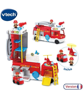 VTECH - Tut Tut Copains - Super Camion Caserne de Pompiers - 2 en 1 - Rond Magique - Mixte - 12 mois+