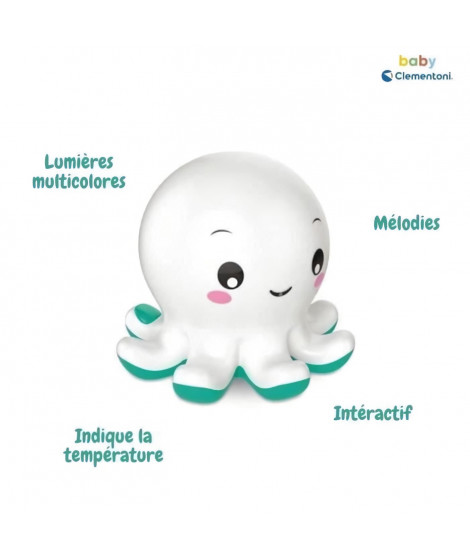 Baby Clementoni - Colin, le poulpe de bain - Interactif, lumineux, musical et prend la température