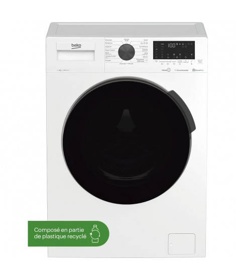 Lave-linge hublot BEKO WUE8626XBWST - 8 kg - Induction - L60cm - 1200 trs/min - Blanc