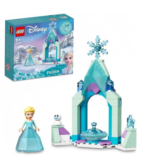 LEGO 43199 Disney La Cour du Château d'Elsa, Jouet de Construction pour Enfants, Mini-Poupée Reine des Neiges 2 et Robe Diamant