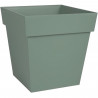 EDA PLASTIQUE - Pot de fleur carré Toscane - 32 x 32 x H 32 cm - 22 L - Vert laurier