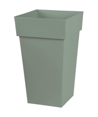 EDA PLASTIQUE - Pot de fleur haut carré Toscane - 39 x 39 x H 65 cm - 62 L - Vert laurier