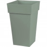 EDA PLASTIQUE - Pot de fleur haut carré Toscane - 39 x 39 x H 65 cm - 62 L - Vert laurier