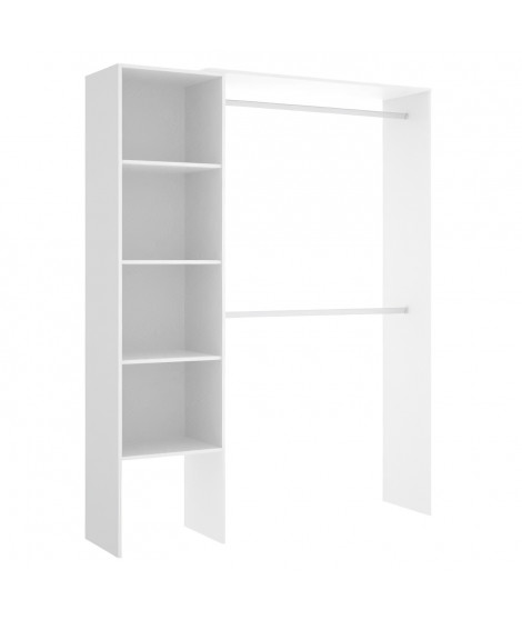 Dressing extensible - Mélamine blanc - Montage réversible - 1 colonne et 2 penderies - L139.5 x P40 x H 187 cm