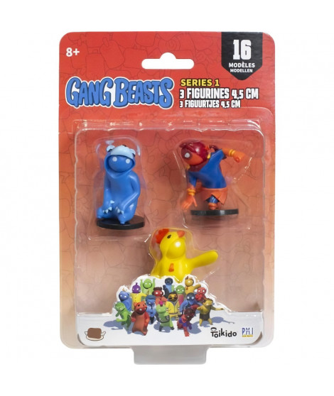 Gang Beasts - 3 Figurines de 4,5 cm - Lot 2 - Figurines de Collection - Jeux Vidéos - Lansay