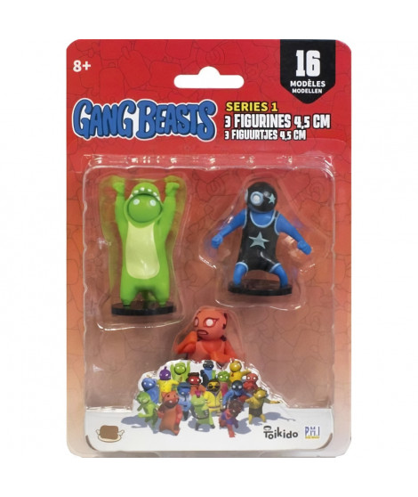 Gang Beasts - 3 Figurines de 4,5 cm - Lot 1 - Figurines de Collection - Jeux Vidéos - Lansay