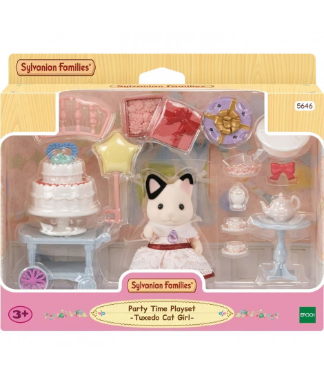 Figurines miniatures - SYLVANIAN FAMILIES - 5646 - La fille Chat bicolore et son goûter d'anniversaire