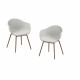 Lot de 2 Fauteuils Scandinave - Assise en plastique, pied en acier avec décor bois naturel - Blanc