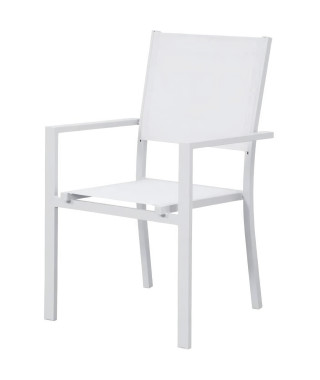 Lot de 4 fauteuils de jardin - Aluminium et textilene - Blanc - 56 x 59 x 89 cm