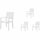 Lot de 4 fauteuils de jardin - Aluminium et textilene - Blanc - 56 x 59 x 89 cm