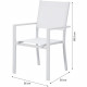 Lot de 4 fauteuils de jardin - Aluminium et textilene - Blanc - 56 x 59 x 89 cm