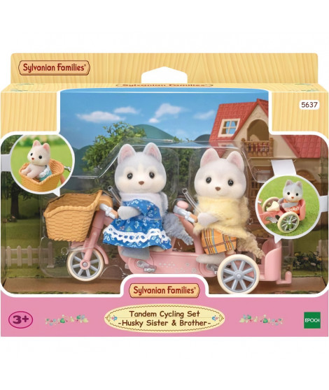 Figurines miniatures - SYLVANIAN FAMILIES - 5637 - Les freres et soeurs husky et leur tandem