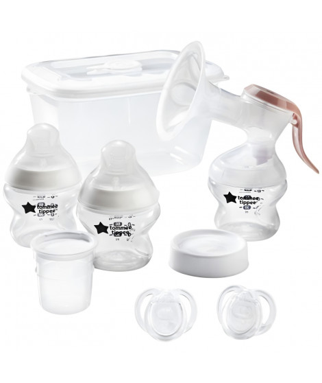 TOMMEE TIPPEE, Kit de démarrage allaitement, tire-lait manuel et biberons inclus