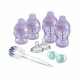 Tommee Tippee Kit Naissance Biberons Anti-Colique Avancé - Tétine valve Anti-Colique débit lent - 150 et 260 ml - Violet