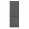 EKIPA Colonne 3 portes 1 tiroir - Gris ombre et blanc - L 60 x P 31 x 184 cm - VERSA