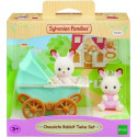 Figurines miniatures - SYLVANIAN FAMILIES - 5432 - Les jumeaux Lapin Chocolat et poussette double