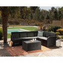 Salon de jardin en imitation résine tressée ALLIBERT avec table basse range-coussins - 6 personnes - SanRemo - Gris graphite