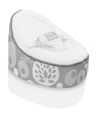 BABYMOOV Doomoo Nid - Transat bébé - Pouf Evolutif & Multifonctions des la Naissance - Flower Argent