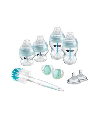 Tommee Tippee Starter Kit Anti-Colique Avancé, Biberons Naissance, Bleu, 150ml et 260ml