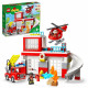 LEGO 10970 DUPLO La Caserne Et L'Hélicoptere des Pompiers, Jouet de Camion, Motricité, Grandes Briques, Cadeau Enfants Des 2 Ans