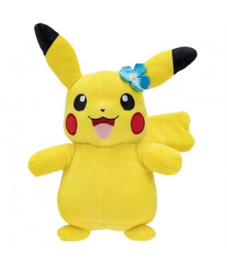 Peluche Pikachu BANDAI - Pokémon - 20 cm - Avec une fleur ou un chapeau - Modele aléatoire