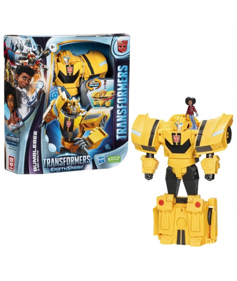 Figurine Transformers EarthSpark Spin Changer Bumblebee et Mo Malto - HASBRO - Bleu - Mixte - A partir de 6 ans