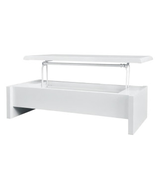 Table basse relevable - Blanc laqué - L 120 x P 60 x H 35 - LARS